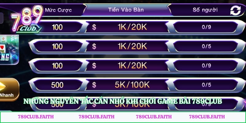 Những nguyên tắc cần nhớ khi chơi game bài 789club